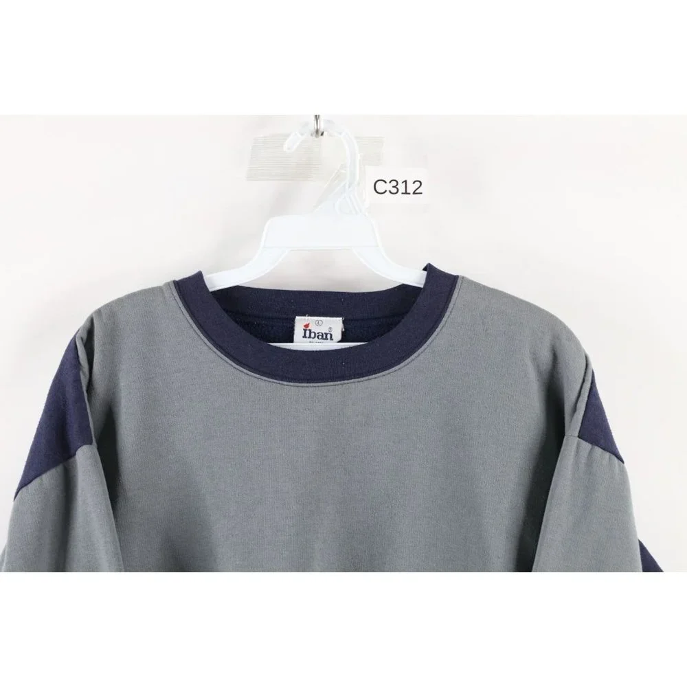 Vintage 90s Streetwear Mens Large Faded Color Block Crewneck Sweatshirt Blue - Picture 2 of 7